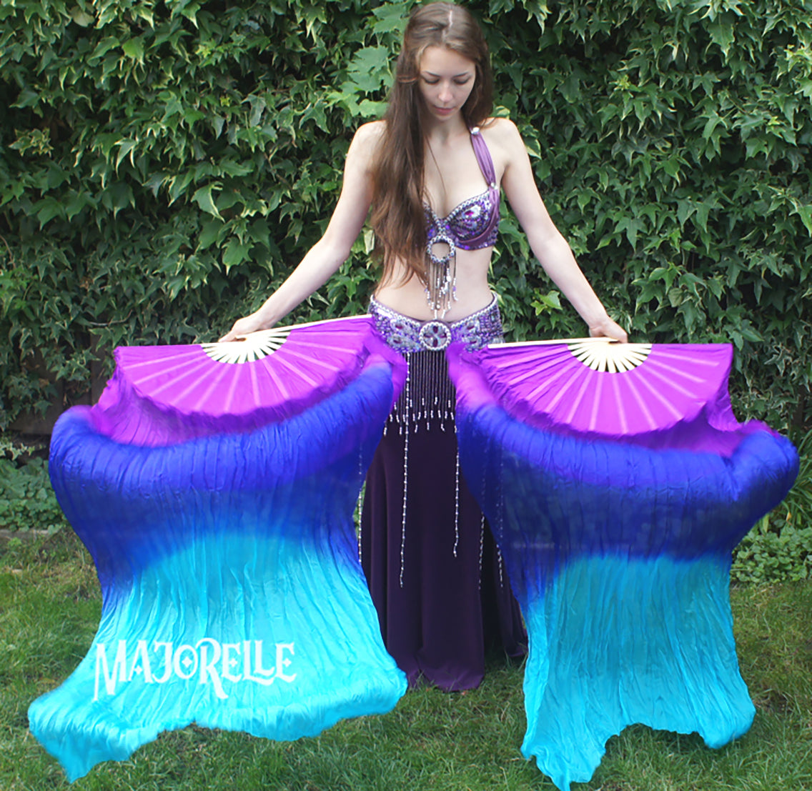 Seidenschleierfächer in Magenta-Lila bis Hell-Lila, Länge 150cm,