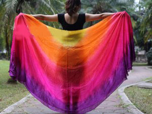 Halbrunder Seidenschleier in Gelb, Orange, Rot, Fuchsia, Lila