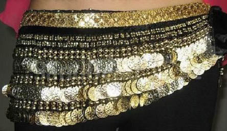 Hüfttuch in Schwarz mit goldenem Band