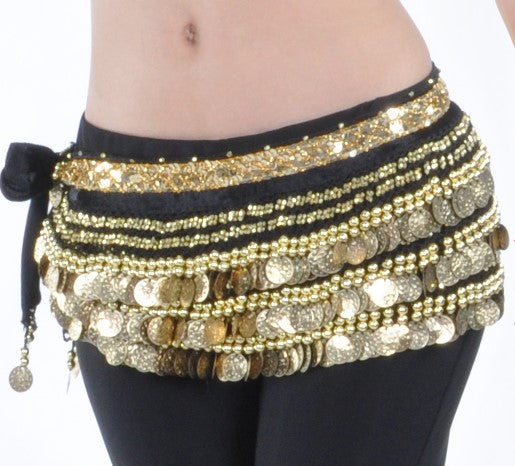 Hüfttuch in Schwarz mit goldenem Band