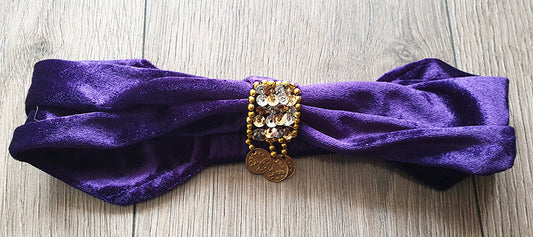 Stirnband Samt Lila Gold