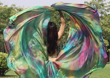 Seidenschleier halbrund Tie Dye Frühling