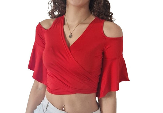 Süßes rotes Crop Top / Top zum Binden