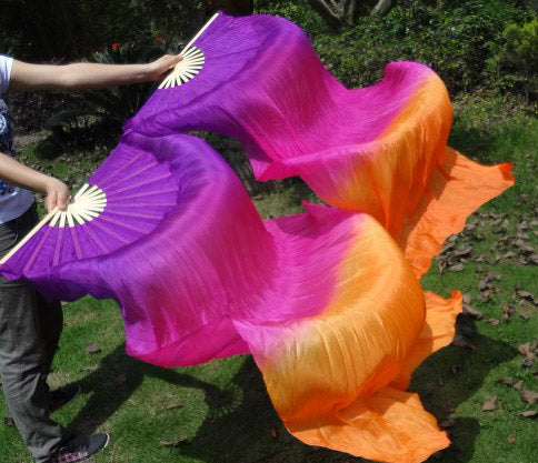 Seiden Schleierfächer in Lila, Fuchsia und Orange
