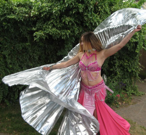 Isis-Flügel in Silber aus hochwertigem Organza