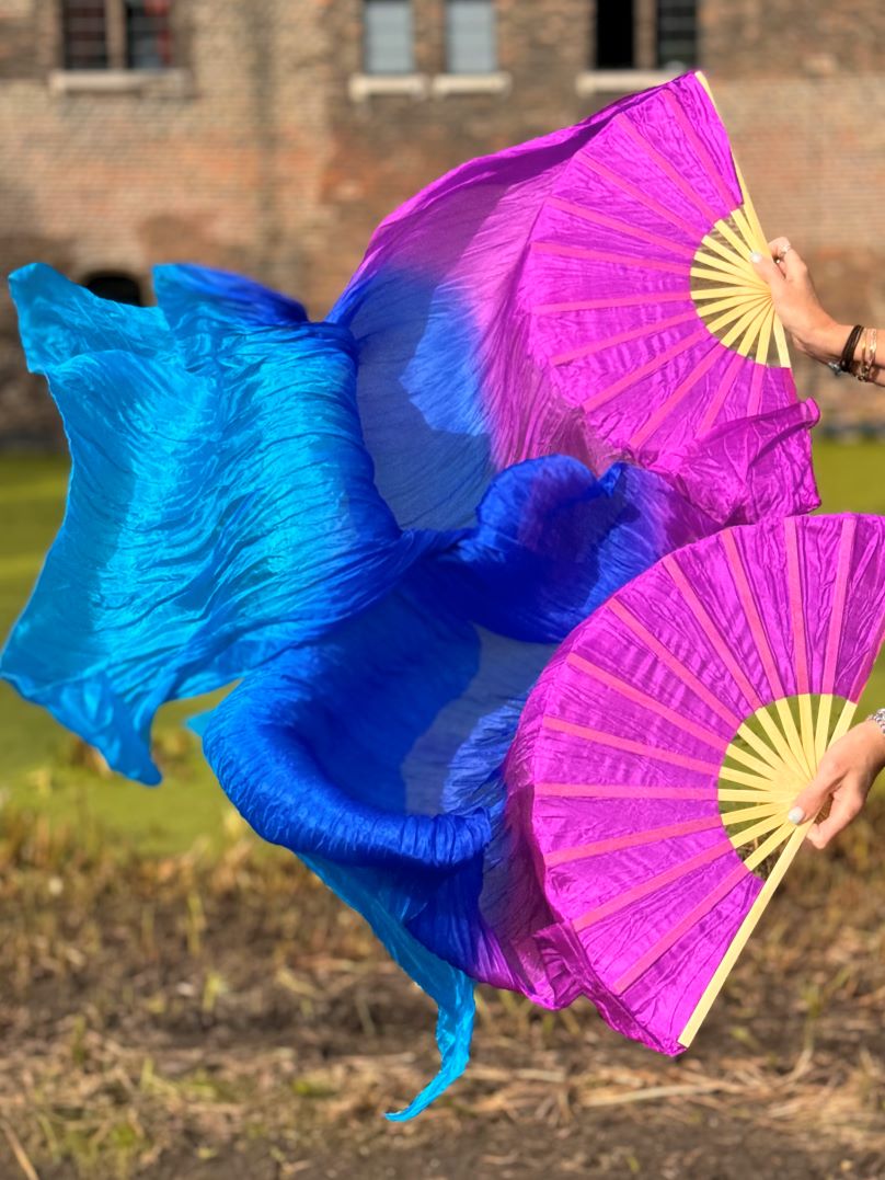 Seidenschleierfächer in Magenta-Lila bis Hell-Lila, Länge 150cm,