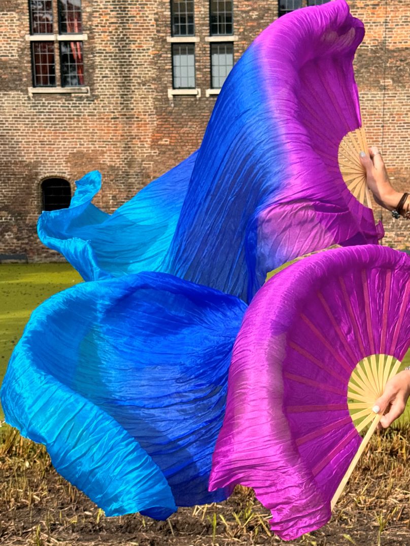 Seidenschleierfächer in Magenta-Lila bis Hell-Lila, Länge 150cm,