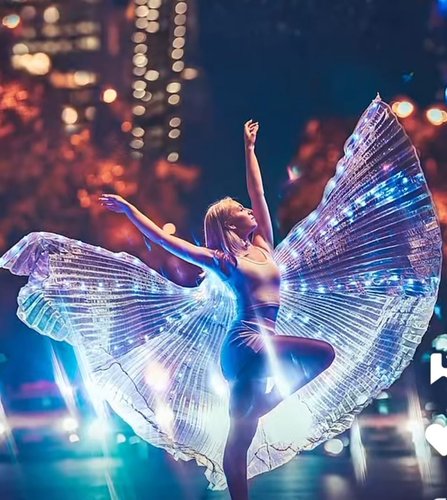Isis Wings Organza mit weißen LED-Lichtern